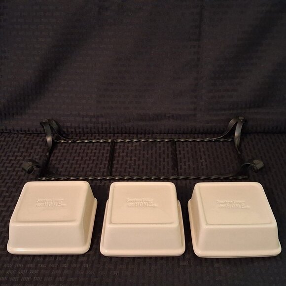 Southern Living at Home Galveston Server Tray Iron Caddy With 3 Removable Dishes - Picture 3 of 7